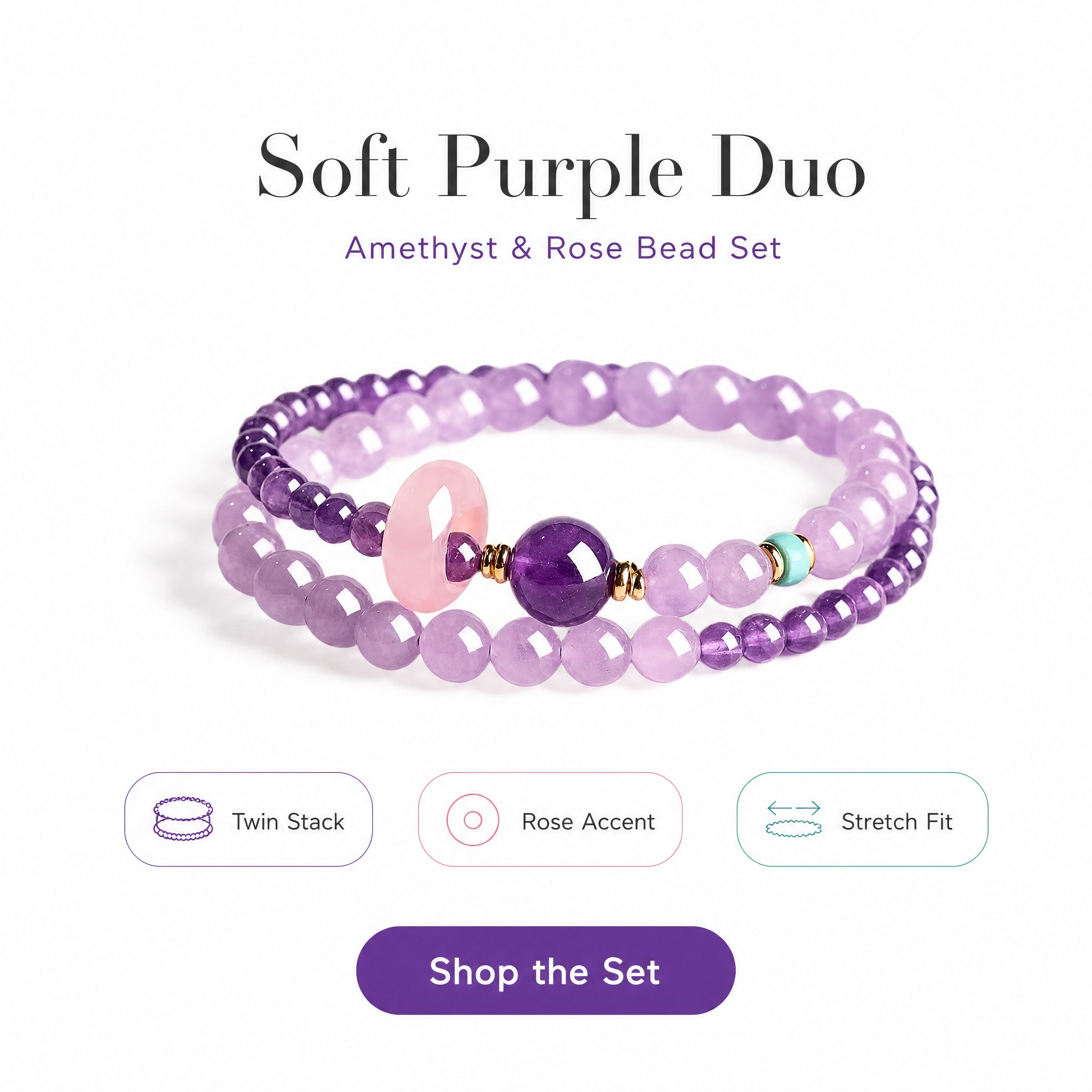 Lavender Double-Wrap Bracelet