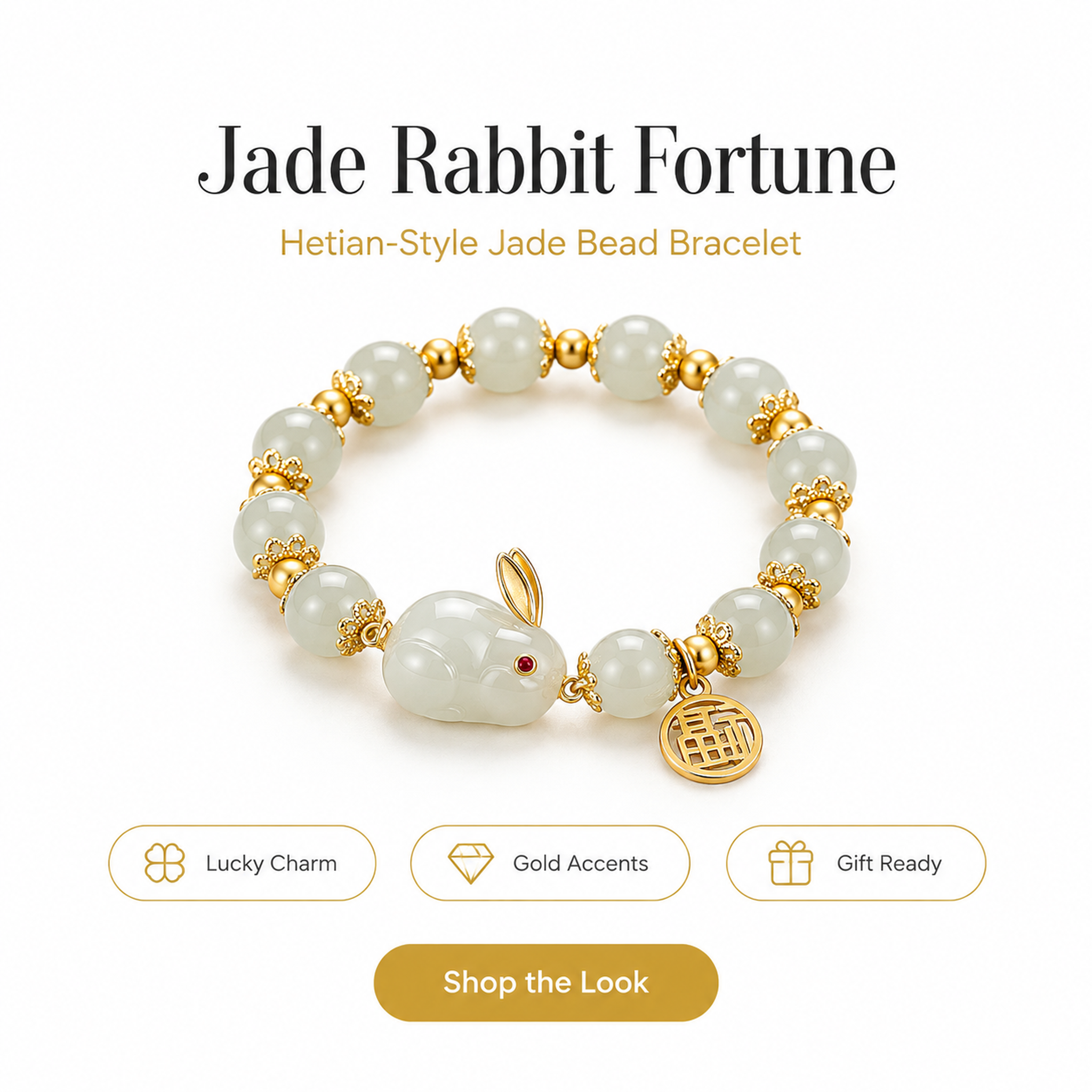 Jade-Look Rabbit Bracelet